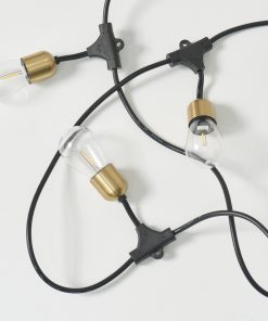 Solar LED Hanging String Lights with Brass Sockets